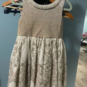 Sweet heart rose, girl dress, size 6, gold